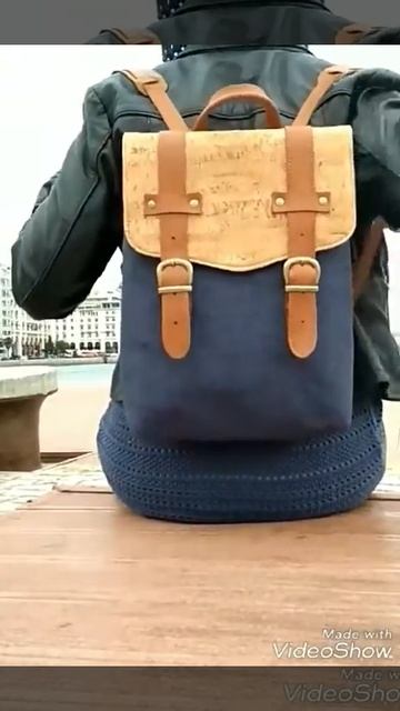 Τσάντα Πλάτης Από Φελλό - Cork BackPack - Gift-me.gr - Blue Jean