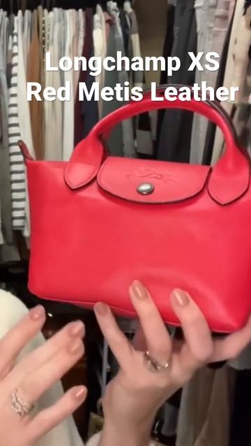 Longchamp XS Le Pliage in Red Metis Leather