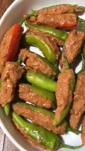 Green Chilli with Tuna and Cheese Filling #short #shortvideo #youtubeshort #asmr #foodies
