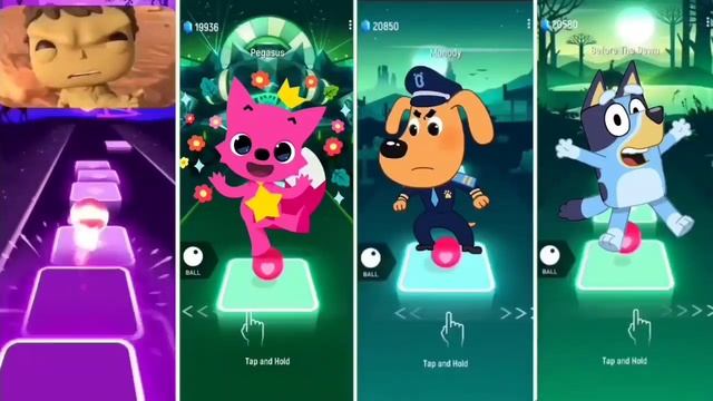 Pinkfong Baby Shark 🆚 Cocomelon Boy 🆚 OmNom Tiles 🆚 Funko Pop Marvel | Tiles Hop EDM Rush