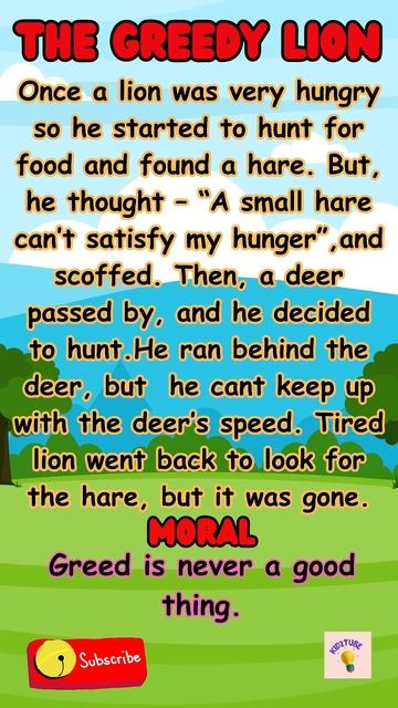 The Greedy Lion |Short story in english |short story for kids #shortstory #kidsvideo #learning #kid