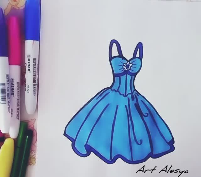 Рисую красивое вечернее платье!👗