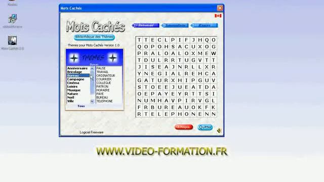 Installer et jouer au jeu Mots cachés