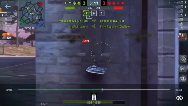 Wot Blitz, мастер на Громе всего за 2950 урона!