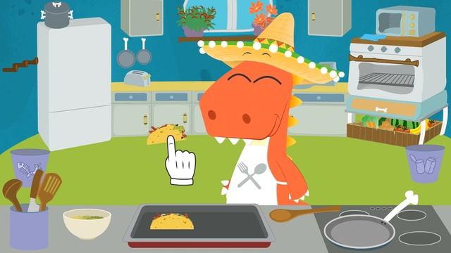 Learn with Eddie: How to Cook Fajitas 🌮 Eddie the Dinosaur Cooks Mexican Food