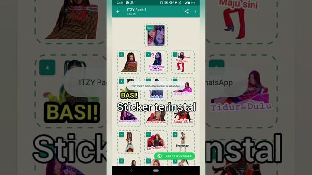 ITZY Whatsapp Sticker Pack #1 Bahasa Indonsia + Cara Instal