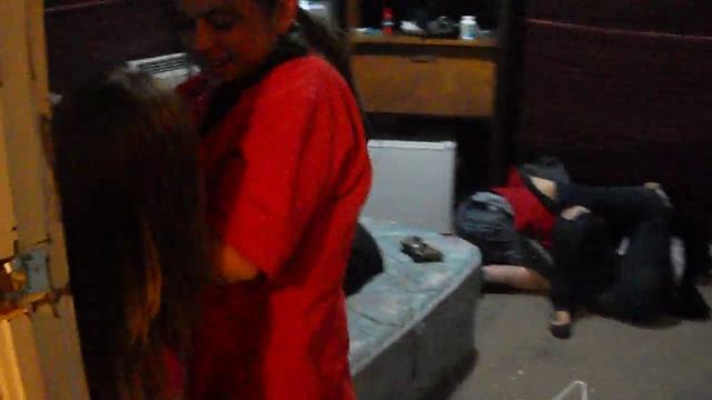 CHUCK, VICKY D, KAT & CRISTA DRUNK WRESTLING