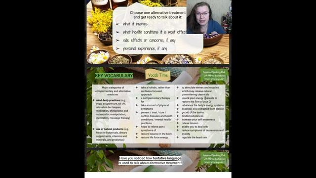 English Speaking Club on Alternative Medicine, an overview of materials