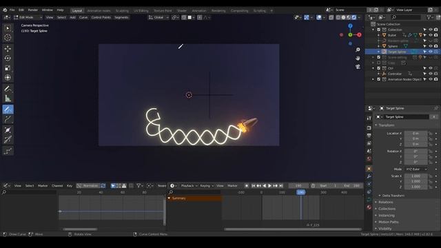 [Demo] Procedural helix/Rocket trace loop - blender animation nodes