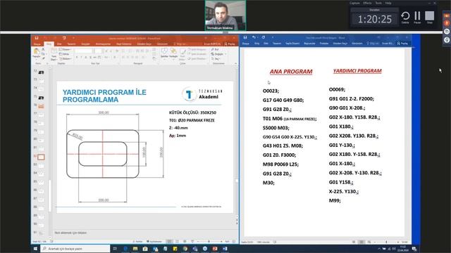 5-CNC’de (İşleme Merkezi) kullanılan kodlar,tanımları, kullanım yerleri, program örnekleri.