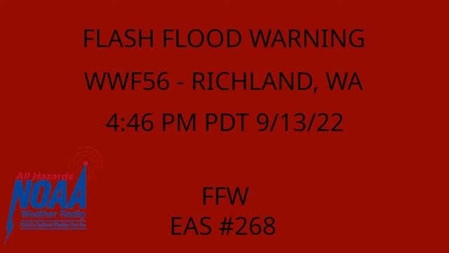 Flash Flood Warning for the Schneider Springs Burn Scar - WWF56 - EAS #268 - 4:46 PM PDT 9/13/22
