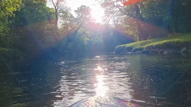 River adventure on the paddleboard. A Sunny night out on the board.