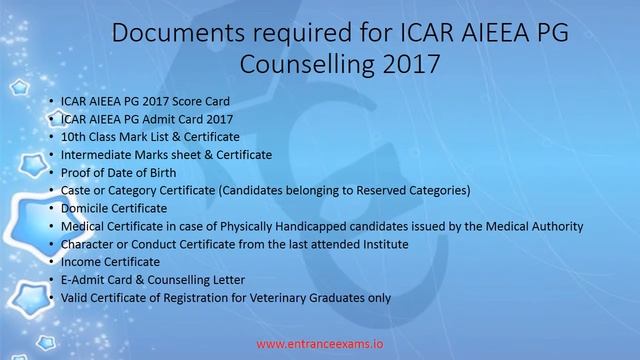 ICAR AIEEA PG Counselling 2017