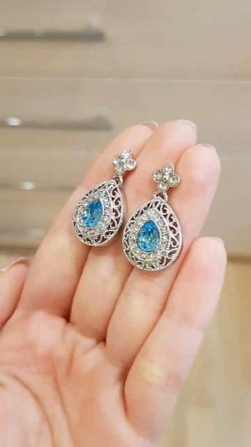 Винтажные серьги с голубыми Swarovski (арт. 00152)