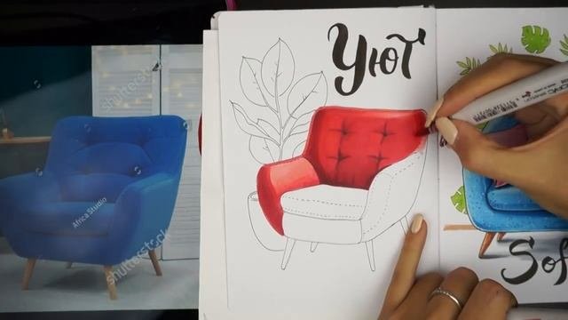 Урок 5. Рисуем Рисуем кресло в интерьере спиртовыми маркерами. Основы угловой перспективы.