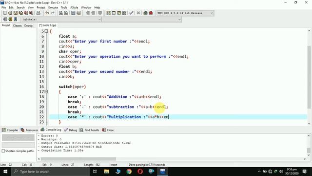 Switch Statement C++ in hindi urdu example program | what is use of switch statement cpp
