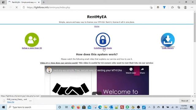 RentMyEA help video for those who want to rent their MT4 EA