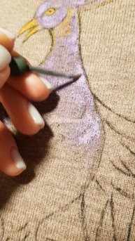 Роспись водолазки. Птица феникс в сиреневом цвете. #daraslaviart