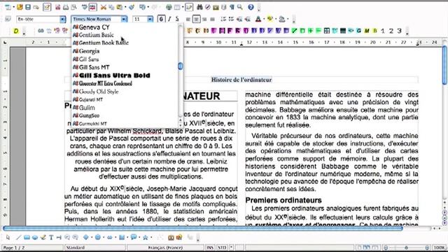 OpenOffice Writer - Mise en forme d'une document en utilisant les styles (Histoire de l'ordinateur)