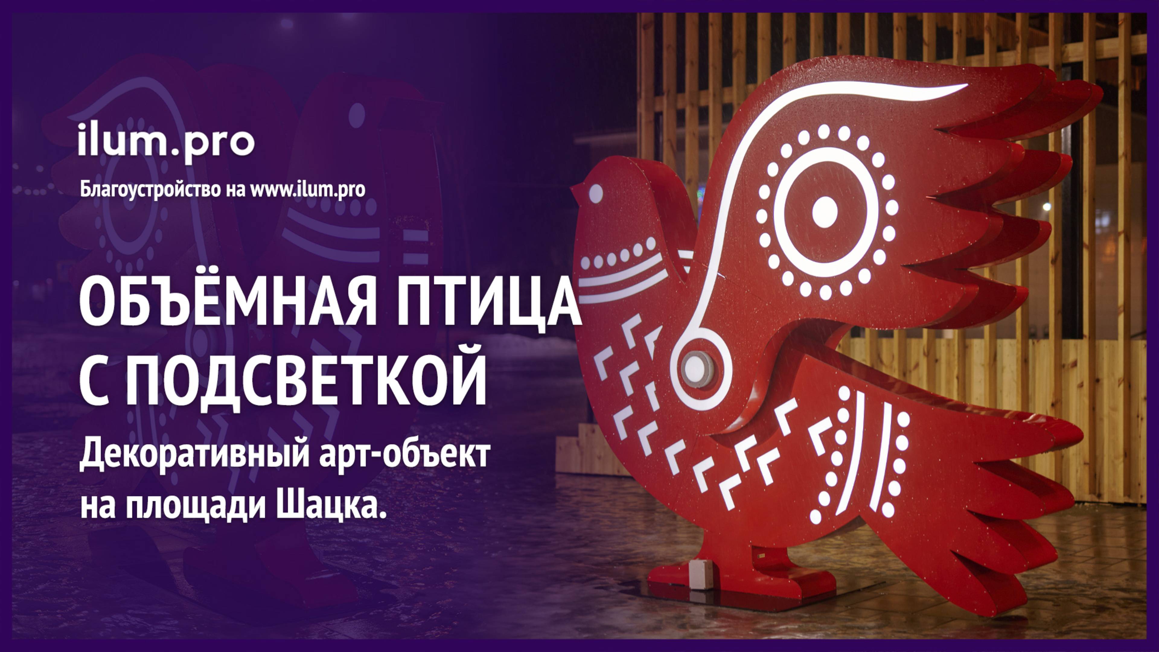 Арт-объект в форме птицы с встроенной подсветкой в Рязанской области / Айлюм Про