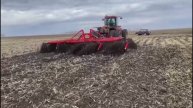 24 Борона ротационная кольцевая БРК-8 с трактором Case IH 385 по стерне пшеницы. Казахстан.