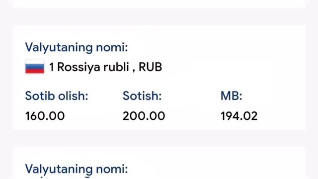 21-iyun, 2022 БАНКДА ВА БОЗОРДА ДОЛЛАР ВА РУБЛЬ