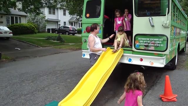 Exiting the Fun Bus - Talia's B-day Party
