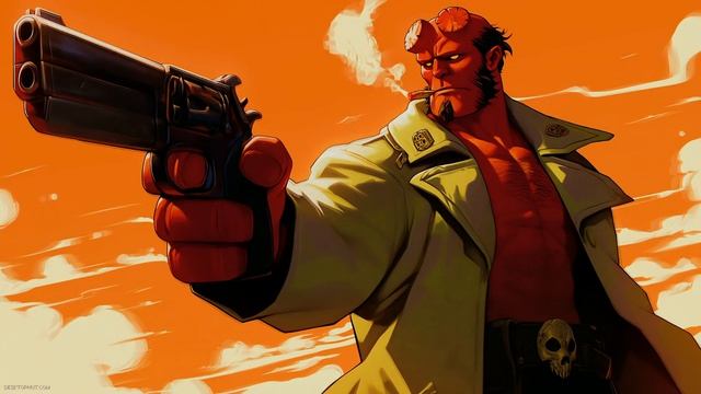 Хеллбой | Hellboy With Gun | Comic Book - Живые Обои