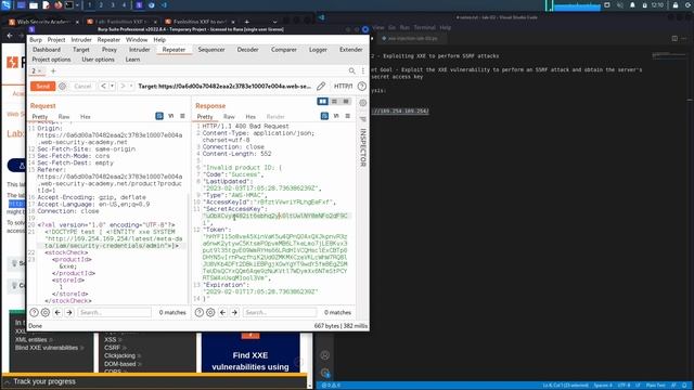 57 Lab #2 Exploiting XXE to perform SSRF attacks