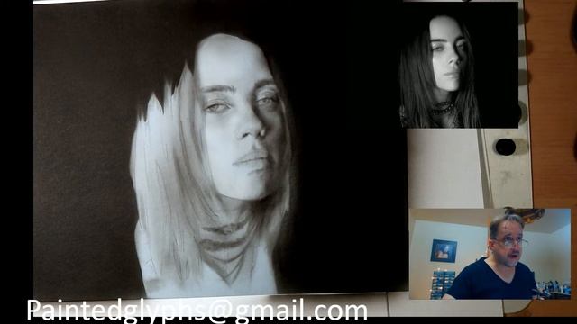 Painting Billie Eilish in Airbrush and India Ink Part Two