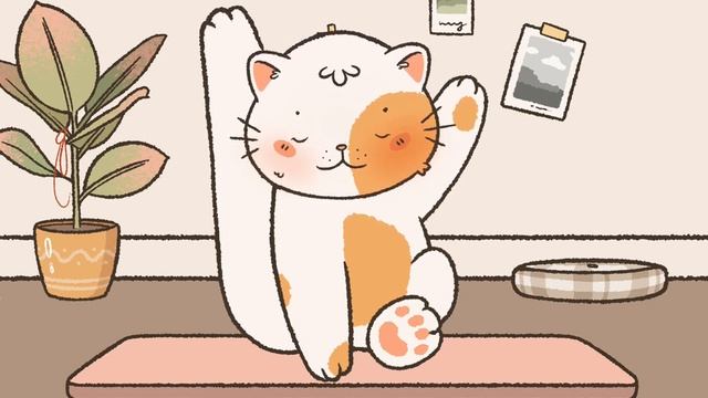 Мультфильм-5 минут кошачьей йоги с мурлыканьем