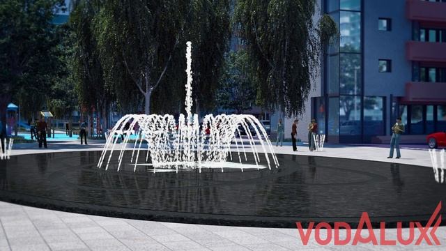 3D визуализация. Проект пешеходного фонтана с овальной чашей в Туапсе №108