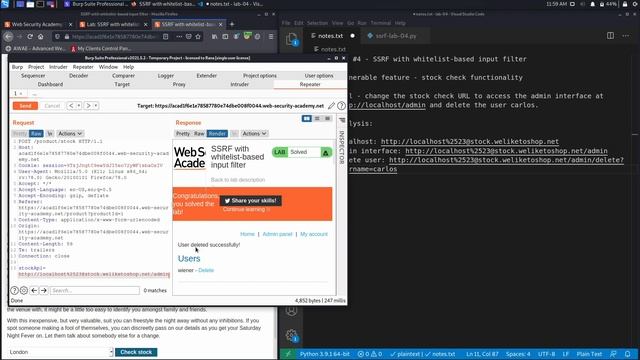 92.Lab #4 SSRF with whitelist-based input filter