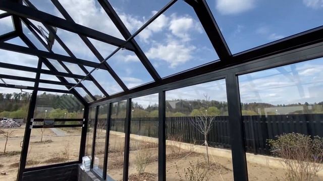 Графитовая теплица Оливер 3x6 на высоком цоколе - 159