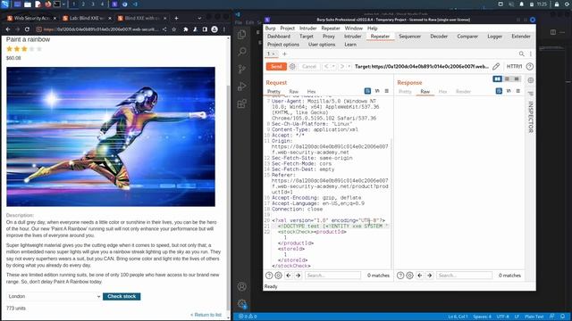 59 Lab #4 Blind XXE with out-of-band interaction via XML parameter entities