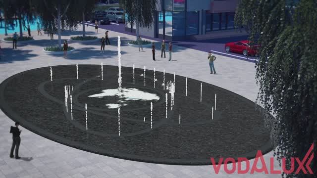 3D визуализация. Проект пешеходного фонтана с овальной чашей в Туапсе №108
