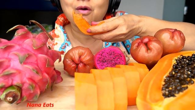 ASMR Thai Fruits | แก้วมังกร, ชมพู่, มะละกอ | Eating Sounds | Light Whispers | Nana Eats