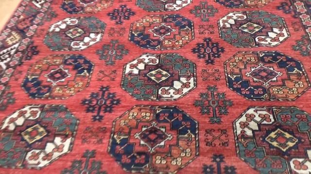 AFGHAN ERSARI ELEPHANT FEET DESIGN PURE WOOL HAND-KNOTTED ORIENTAL RUG #218925