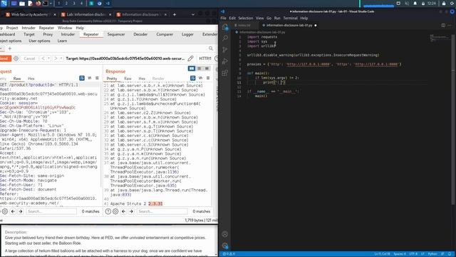 82 Lab #1 Information disclosure in error messages
