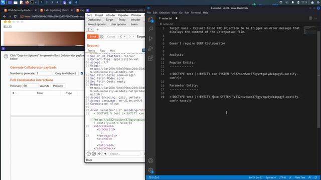 61 Lab #6 Exploiting blind XXE to retrieve data via error messages