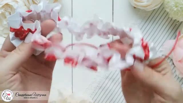 Подвязка на ножку "Озорной горошек" (красный)