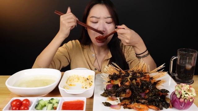 Mukbang)Vanilla eating/SUB/Tieguanyin Salt and Pepper Shrimp/ASMR eating sounds