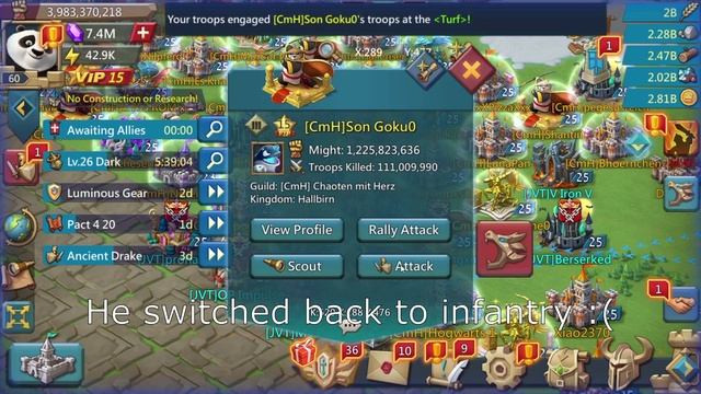 Lords Mobile - Single rally vs 1.2b online target. Mind games. Who will counter?