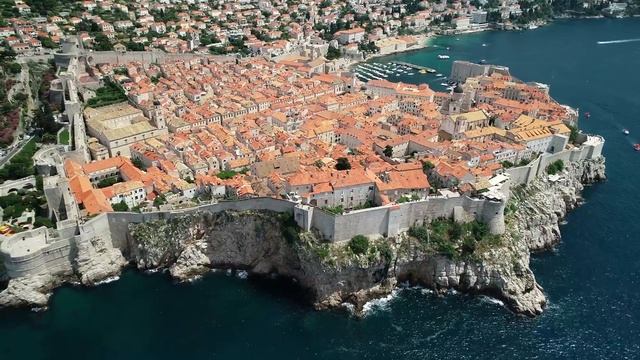 Dubrovnik old town and city walls - 4K drone footage