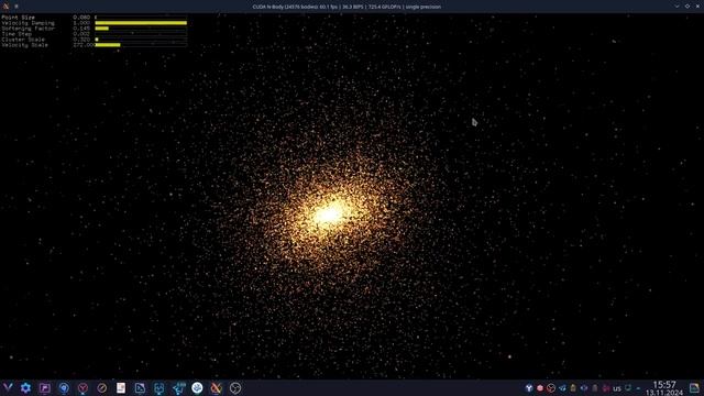 Задача 24 тысяч тел ++  на  CUDA 12.5  и RTX 4060 ускорителе от "Palit" на  RedOS_8.0