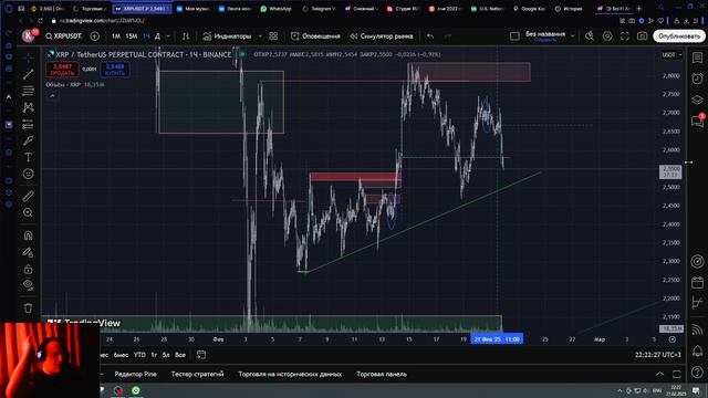 21/02/2025 обзор xrpusdt p. на 22-00мск "строим планы торговли"