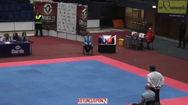 58kg Semifinal Iskakov Zhanat (RUS) vs (ALB) Aliu Egers (-21 ETU TKD Championships 2015)