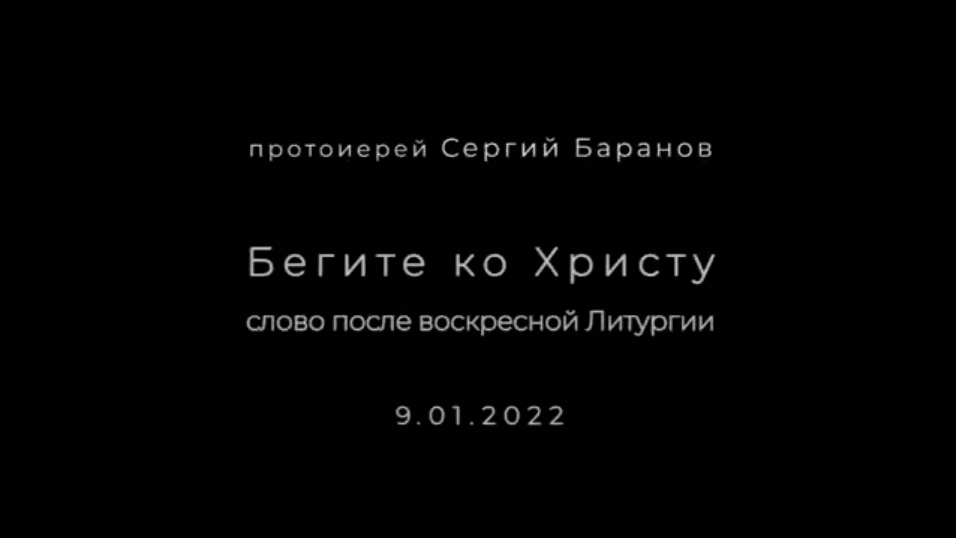 Бегите ко  Христу. Протоиерей Сергий Баранов 9 января 2022 год.