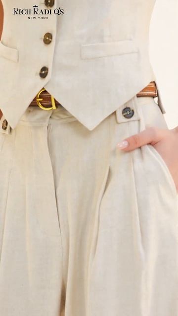 French-Origin Stretch Linen Vest & Wide-leg Pants