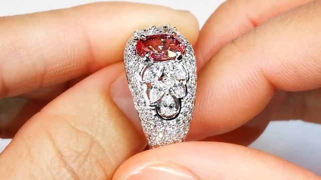 Unheated Lotus Padparadscha Sapphire Ring at 2.07ct By Kat Florence KF07349